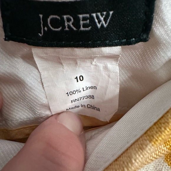 J. Crew Linen Gold and White Pencil Skirt Knee-Length Office wear resort wear - Picture 4 of 6